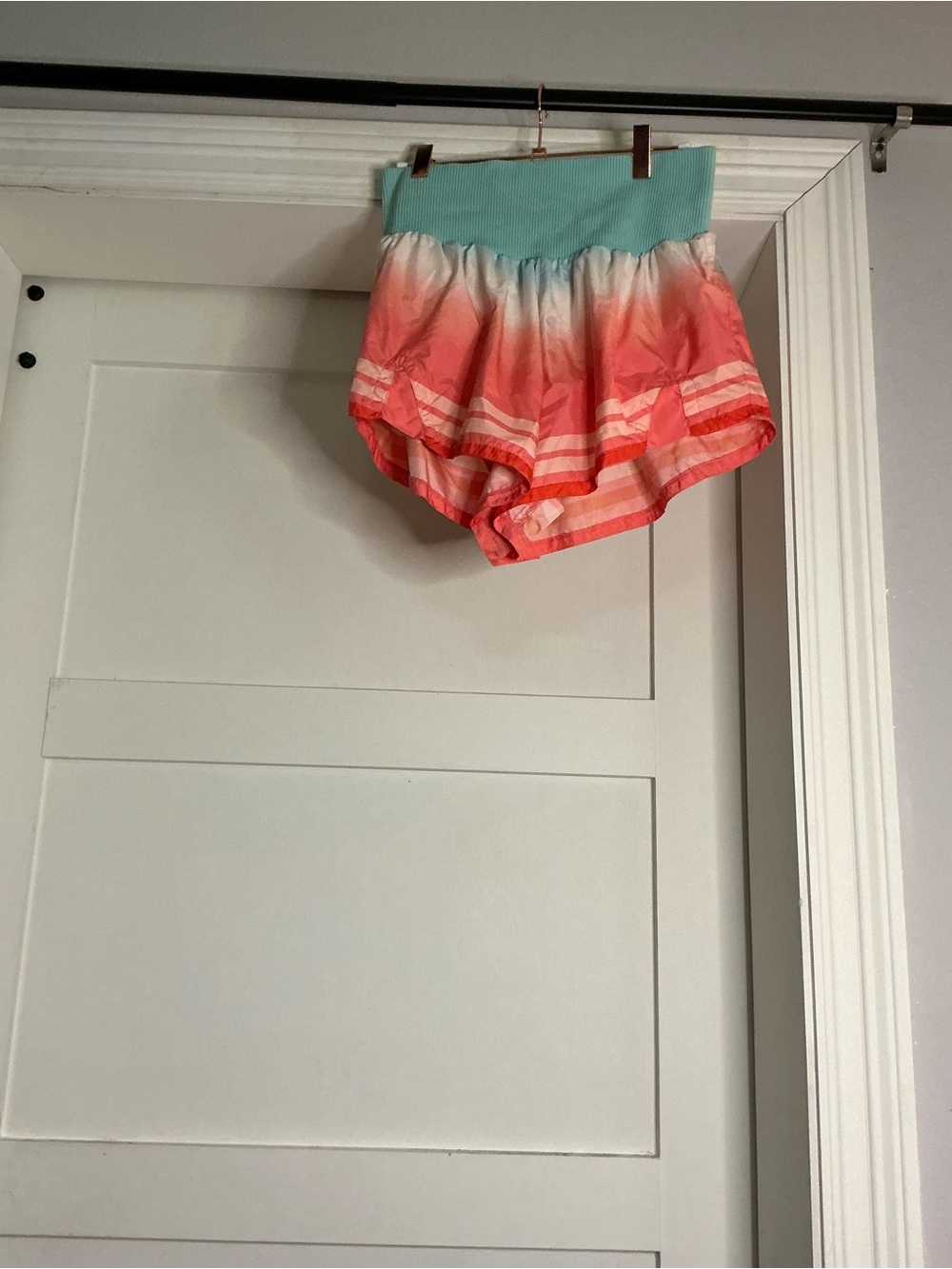FP Movement by Free People Aqua Waistband Coral Pink Ombre Athletic Shorts